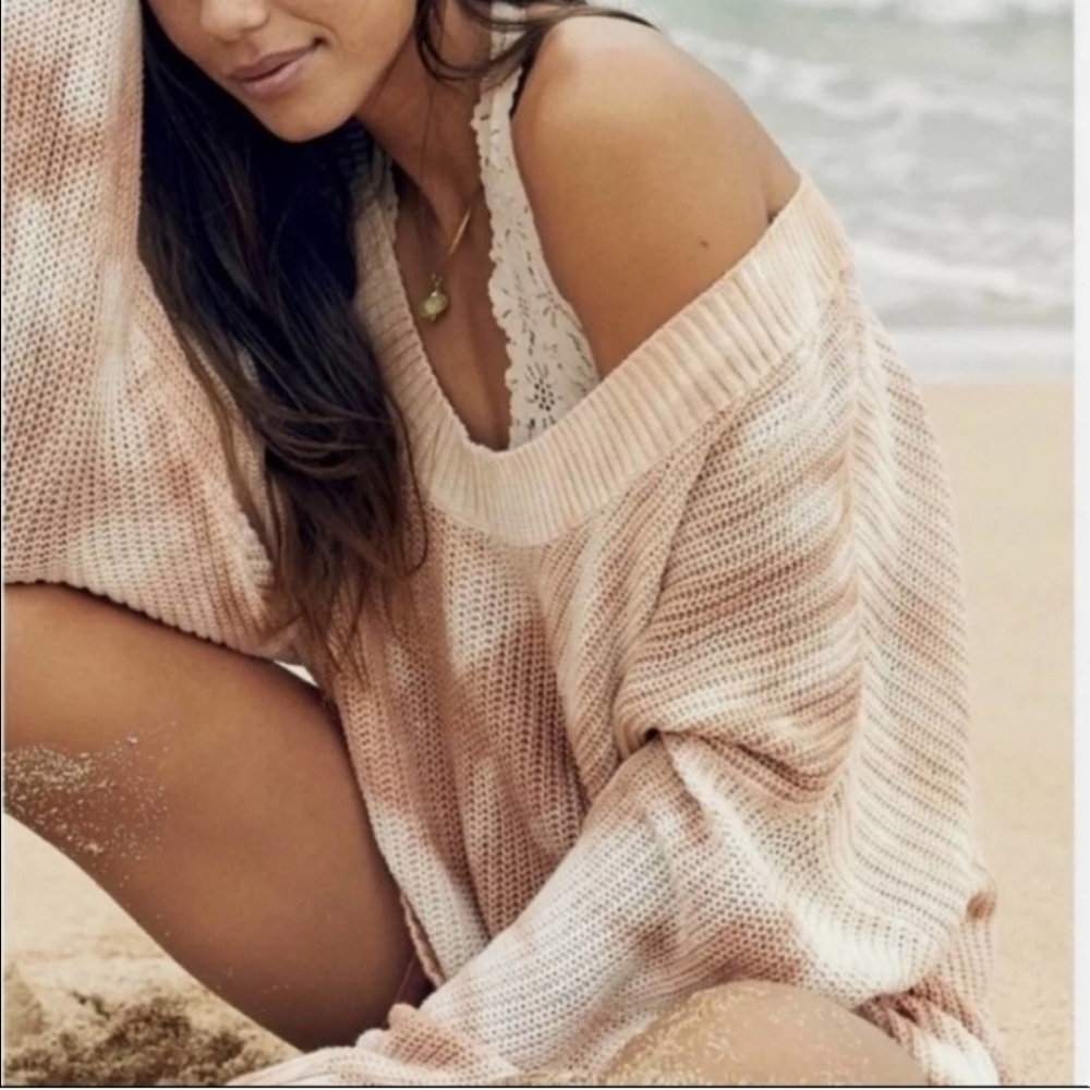 Aerie Open Knit Tie Dye Oversized Sweater Sz M